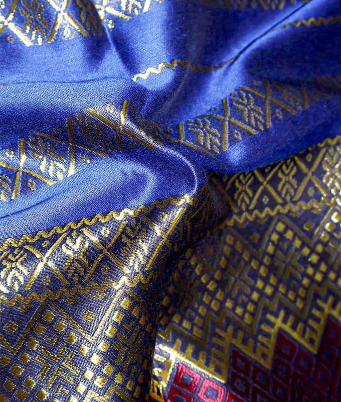 100 % polyester jacquardmønster fargerikt sørøstasiatisk sarongstoff